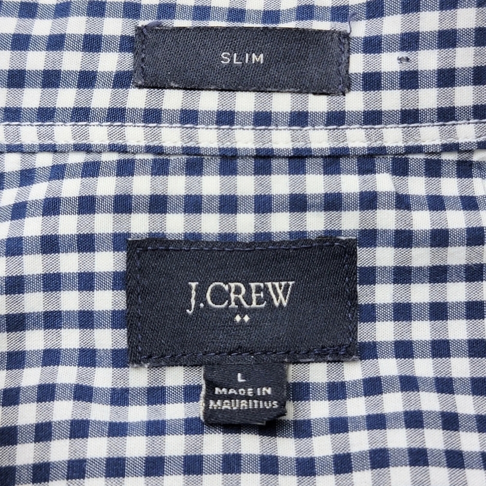J. Crew Navy Gingham Slim Button Down Shirt L - Picture 4 of 6